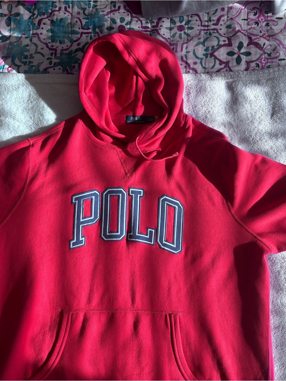 Polo Ralph Lauren Mens XXL Red Spellout Logo Hoodie Pullover Sweatshirt 67